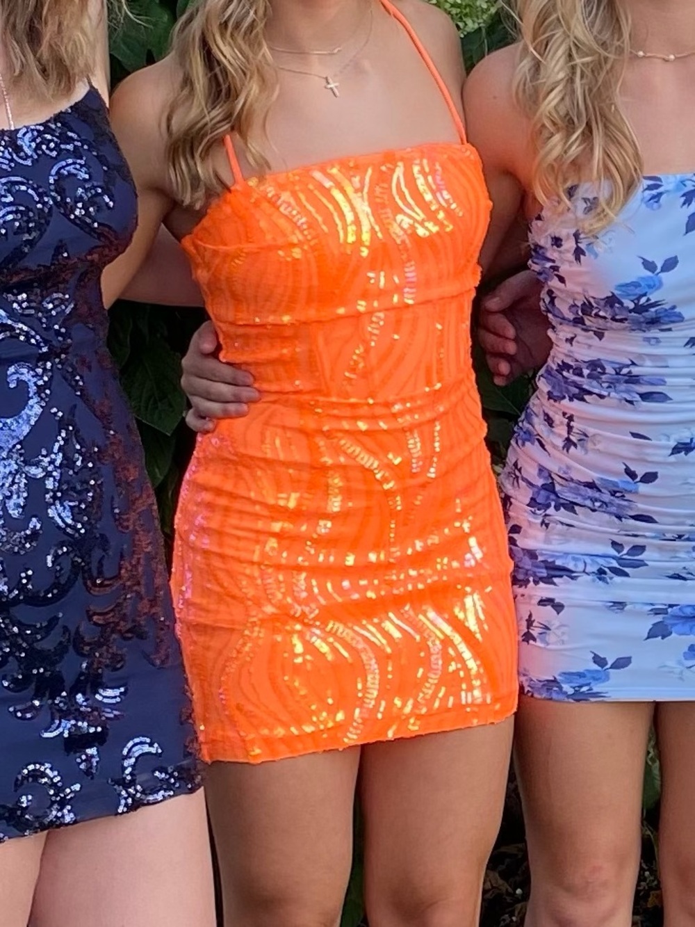 Windsor Neon Orange Sequin Mini Skirt